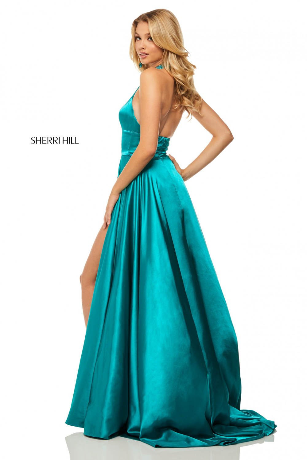 Sherri Hill 52920 dress images in these colors: Mocha, Rose, Blue, Yellow, Red, Lilac, Teal.
