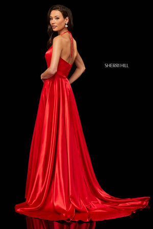 Sherri Hill 52921 dress images in these colors: Yellow, Red, Emerald, Blue, Mocha, Teal, Purple, Royal, Rose, Lilac, Navy, Black, Ivory.